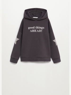 Crystals Message Cotton Sweatshirt