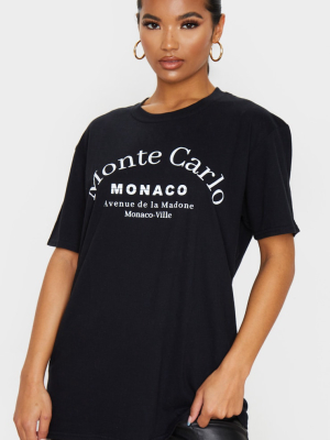 Black Monte Carlo Slogan T Shirt