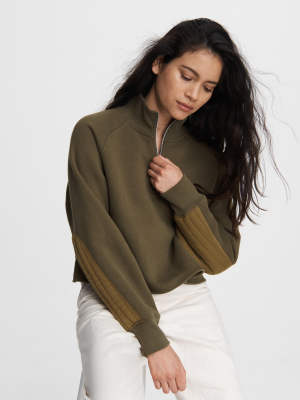 Fleece Cutoff Cotton Blend Sweater