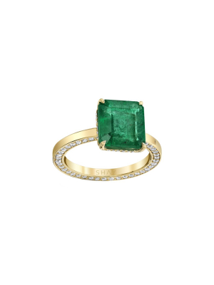 Square Emerald Ring - Gold