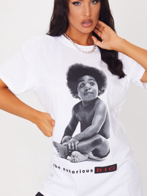 White Baby Notorious B.i.g Printed T Shirt