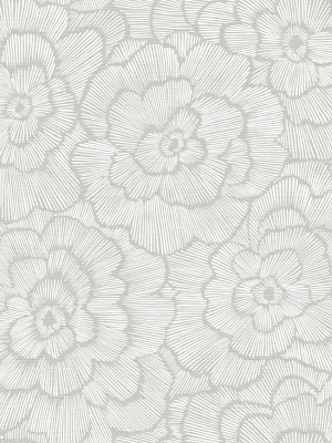 Periwinkle Textured Floral Wallpaper In Light Grey From The Pacifica Collection By Brewster Home Fashions