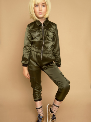 Olive Cargo Jumpsuit