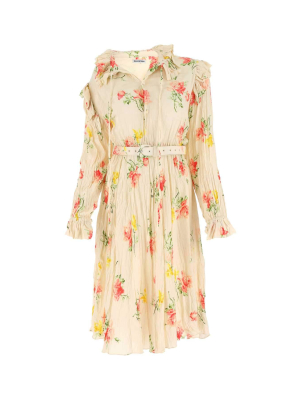 Balenciaga Vintage Flower Off-shoulder Dress