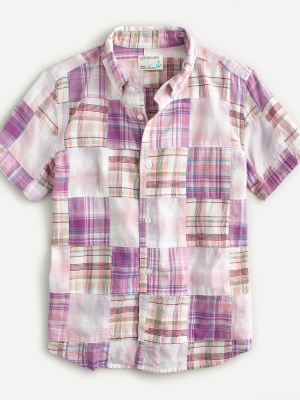 Boys' Short-sleeve Shirt In Patchwork Plaid