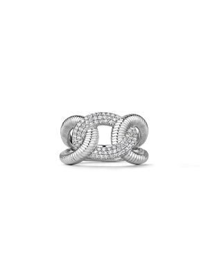 Eternity Interlocking Link Ring With Diamonds