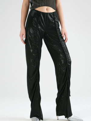 Textured Bell Bottom Pants