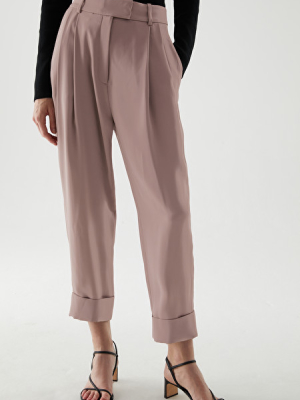 Dropped Crotch Pants With Pleats