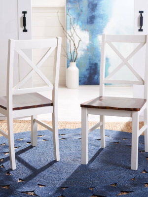 Set Of 2 Akash Dining Chairs White/natural - Safavieh