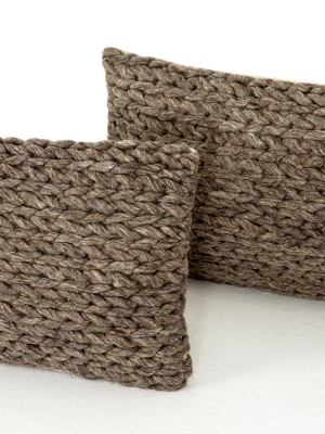 Set Of 2 Stone Braided Block Pillows In Various Sizes