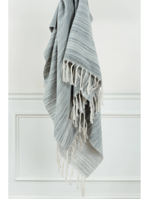 50"x60" Stripe Throw Blanket Light Gray - Rizzy Home