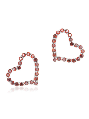 Garnet Heart Earrings