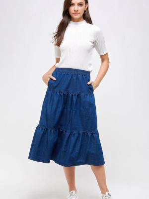 Tiered Denim Skirt