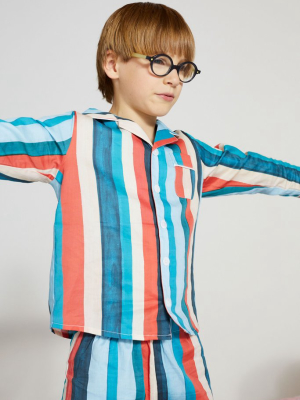 Kids’ Long Pyjama Set Stripe Print Blue/multi
