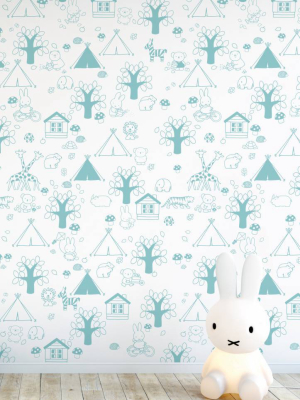 Miffy Outdoor Fun Kids Wallpaper In Mint By Kek Amsterdam