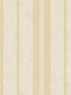 Channel Stripe Wallpaper In Gold And Beige By Antonina Vella For York Wallcoverings