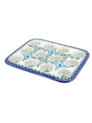 Blue Rose Polish Pottery Daphne Small Muffin Pan