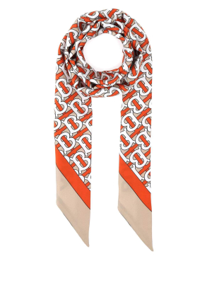 Burberry Monogram And Logo Print Skinny Scarf