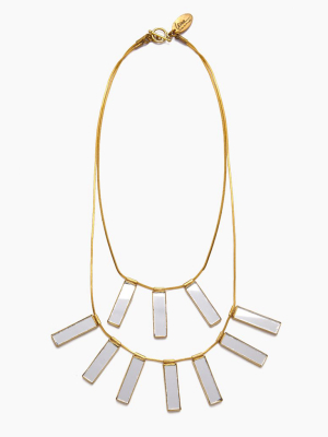 Davina Mirrored Charm Brass Layered Necklace - Gold