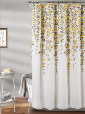 Weeping Flower Shower Curtain Yellow/gray - Lush Décor