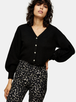 Black Balloon Knitted Cardigan