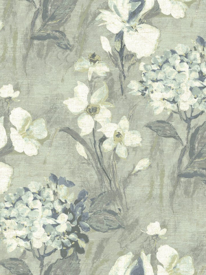 Windblown Florals Wallpaper In Whisper From The Nouveau Collection By Wallquest