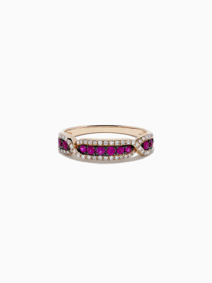 Effy Ruby Royale 14k Rose Gold Ruby And Diamond Ring, 0.44 Tcw