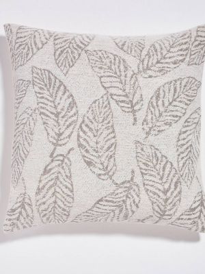 20"x20" Palm Leaves Jacquard Reversible Throw Pillow Ivory - Sure Fit