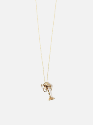 14k Gold Palm Three Charm Necklace