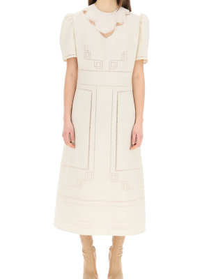 Fendi Openwork Embroidered Midi Dress