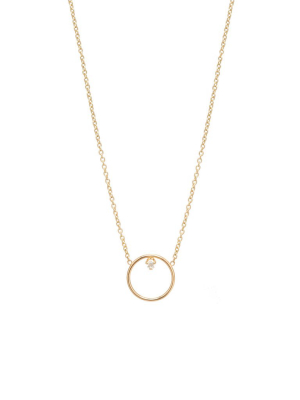 14k Circle Prong Diamond Necklace