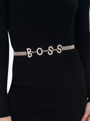 Boss Rhinestone Waist Belt