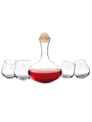 Cathy's Concepts® 5pc Monogram Wine Decanter & Tipsy Tasters Set A-z