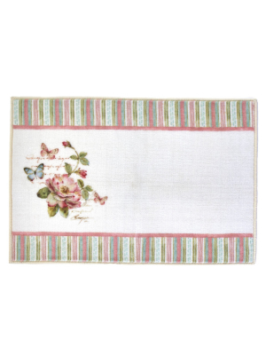 Lakeside Rose Garden Floral Themed Bathroom Rug - Restroom Floor Accent