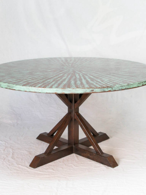 Miners Copper Top Dining Table - Weathered Penny Finish