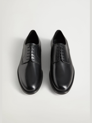 Black Leather Blucher Shoes