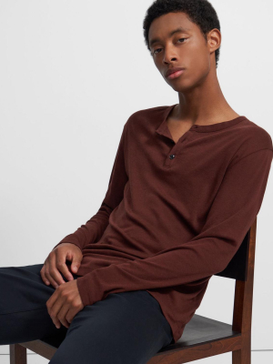 Henley Shirt In Ribbed Cotton-alpaca