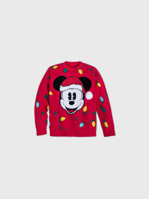 Men's Disney Mickey Mouse & Friends Holiday Cheer Sweater - Red - Disney Store
