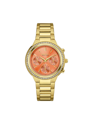 Women's Caravelle New York Swarovski Crystal Gold Tone Watch 44l218 - Bright Gold