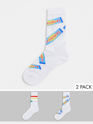 Asos Design Sport Socks With Sweets Design 2 Pack