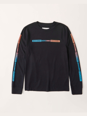 Long-sleeve Print Logo Tape Tee