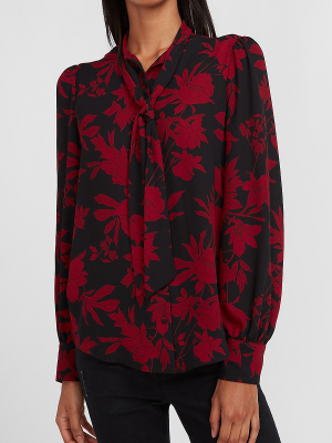 Floral Tie Neck Shirt