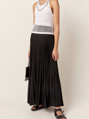 Crystal-embellished Netted Pleated Midi Dress