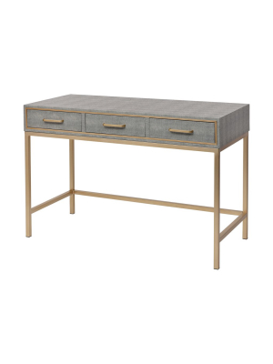 Sands Point 3-drawer Desk In Grey And Gold