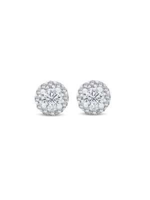 Pompeii3 1/4 Ct Halo Diamond Studs 10k White Gold