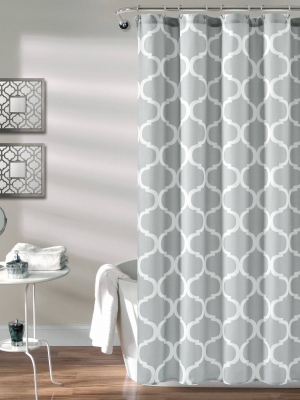 Single Geo Shower Curtain Light Gray - Lush Décor