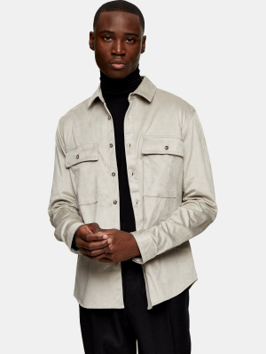 Stone Faux Suede Slim Shirt