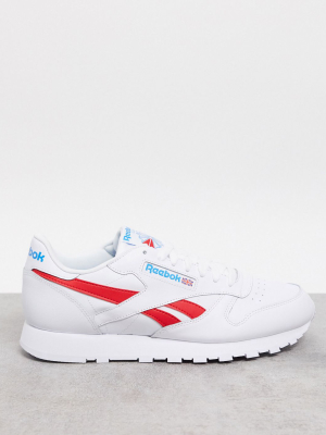 Reebok Classic Leather Sneakers In White With Red Vector