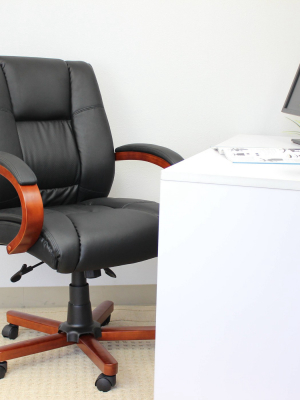 Mid Back Executive Wood Finished Chairs Black - Boss Office Products