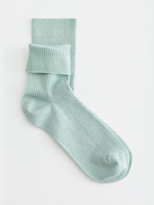 Glitter Rib Knit Ankle Socks